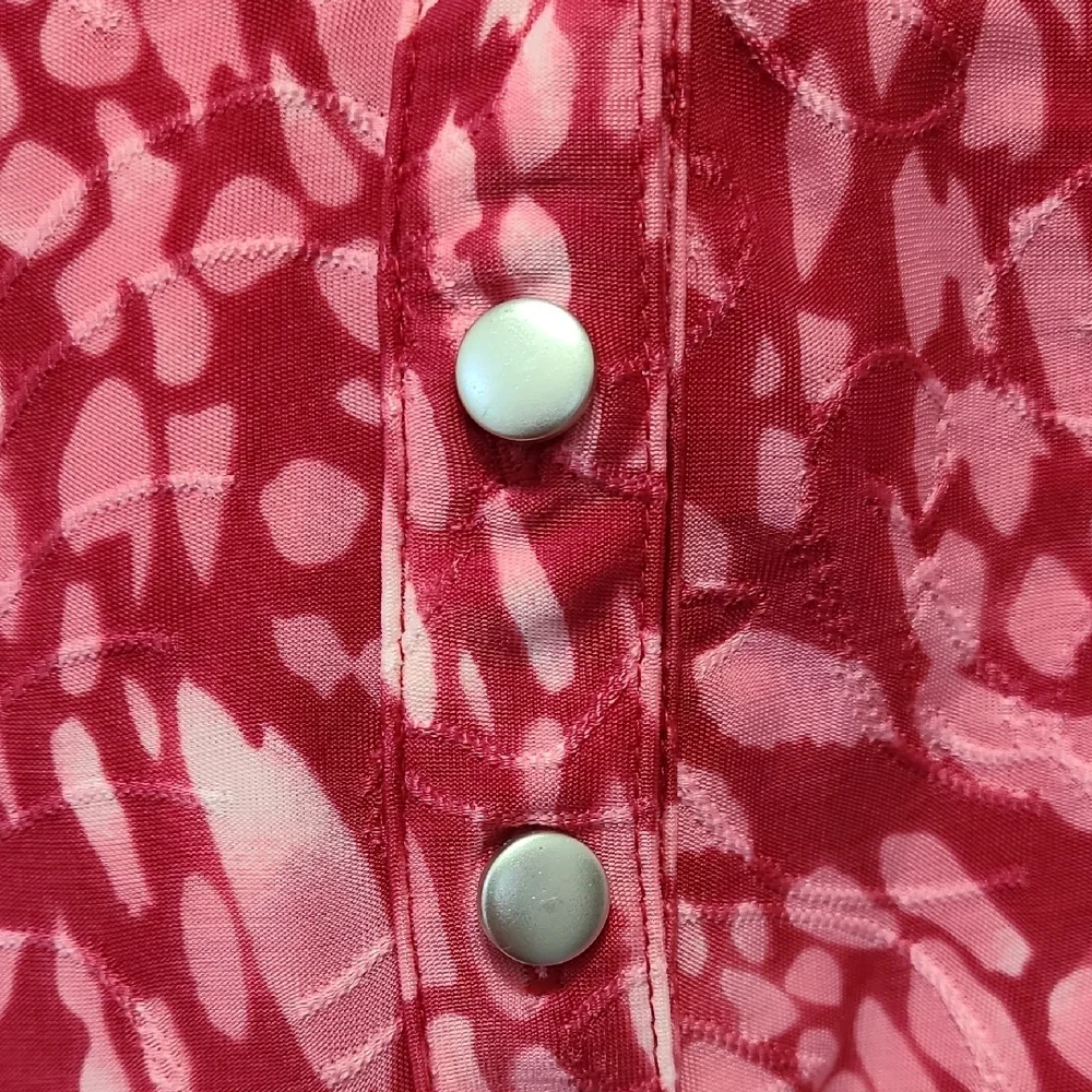 Notations Pink White Mandarin Collar Fun Design‎ Blouse Size M NWT - Picture 3 of 7
